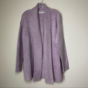 Super soft warm LOFT Lavender Open-Front Knit Cardigan size Med oversized